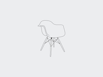 No 1 armchair chair deiv eames furniture hairline icon illustration interior outline plastic