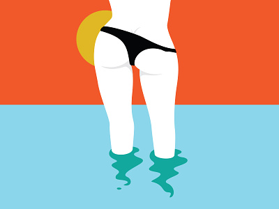 A Sunset Story ass beach deiv girl illustration sun sunset vectors water