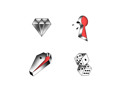 Flash diamond dice fillers flash icons illustrations keyhole lucky outline tattoos