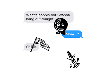 Black Flash conversation flash heart icons illustrations imessage love outline skull stickers tattoos ui