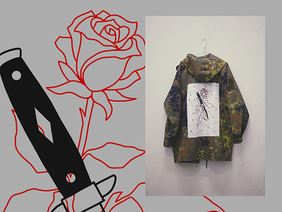 Camo 🗡🌹 apparel black camo clothing dagger design diy knife outline red rose