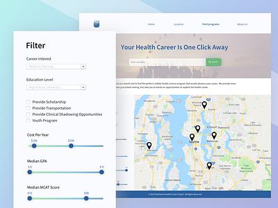 Map-based Search Page filter map app mockup search ui web design