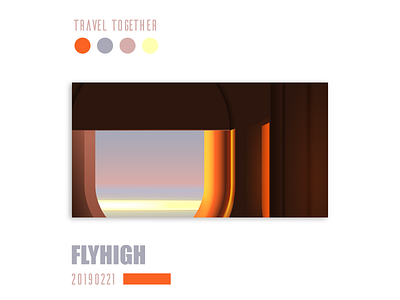 Let's travel together! Fly high and look out！ art cloud colour design fun illustraion orange pinkblue plane sky sunshine travel window