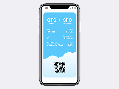 Daily UI #24 Boarding Pass airline airplane dailyui dailyui024 ios iphone mobile pass passbook ui wallet
