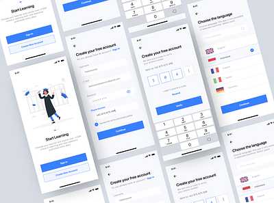 Register Page UI Design Online Courses Mobile App account app course design experience form free illustraion interface kit learning mobile otp page register template ui