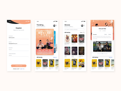 User interface App finding and watching indonesian movies online app interaction design ui uidesign uiux user inteface user interface design ux ux design web