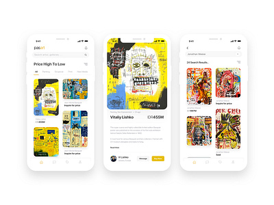Pasart app art design marketplace user interface