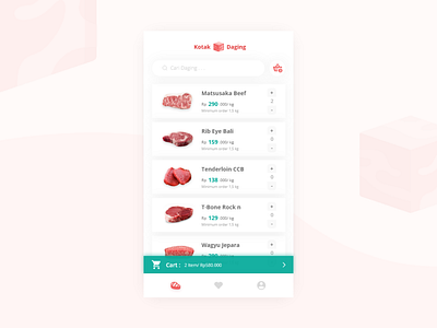 Mobile Explorations - Kotak Daging app cart design ecommerce experience interaction interface mobile user