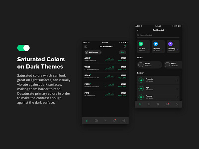 Mobile Exploration - Dark Mode Stock Trading Platforms