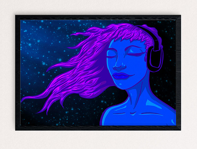 Music Headphones apparel comics design headphones illustration mascot music design night time illustration portrait procreate purple stars vector