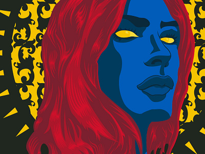 Mystique Portrait comic books comics face illustrations illustration marvel mystique patterns portrait x men