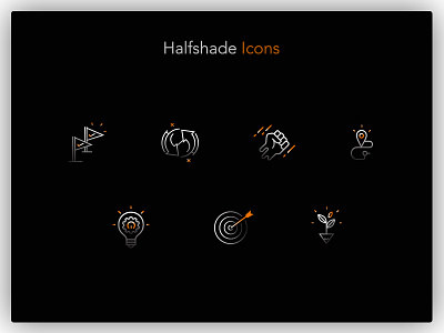 Halfshade icons blub flag force growth icon set iconography icons iconset illustration illustration art illustrations locations repeating shaders shades target
