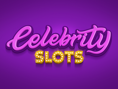 Celebrity app casino celebrity pink purple shadow shine slot style typo typography