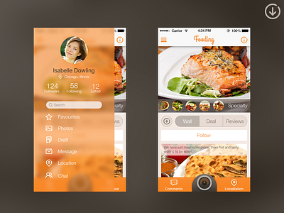Slide Menu (code) app camera code food github ios7 menu orange sevilla slide ui ux