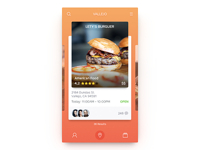 UI Food App app burger comments food meal menu orange restaurant search slide ui
