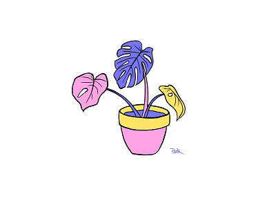 Colorful Plant :) colors drawing graphicdesign illustration ipadpro leaves plant pot procreate