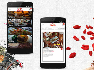 Tastes App android design development food ios mockup ui ux web