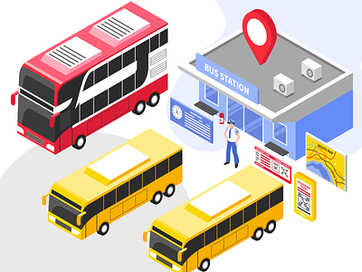 Bus tickets booking Illustration design illustration mockup