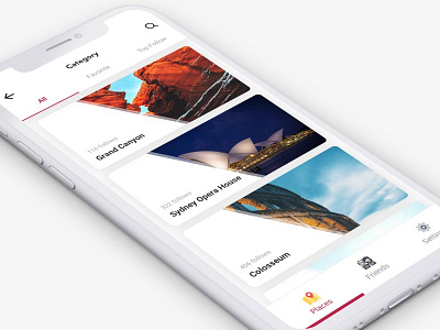 Sightseeing Discovery App app design attractions colosseum grand canyon minimal mobile sightseeing ui user interface