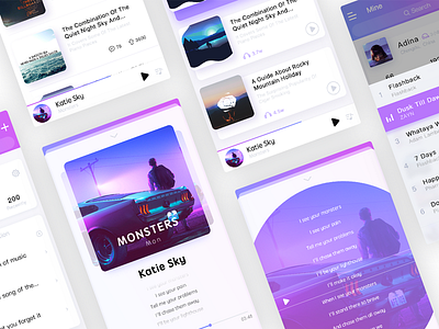 Music APP app blue interface mobile modern music purple uiux