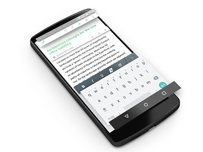 Evernote Android Material - Depth example action android app bar evernote explosion formatting keyboard layers material note phone screen
