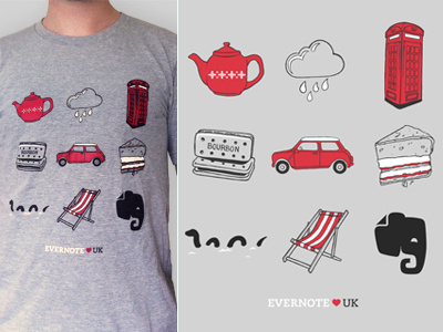 Evernote ♥ UK T-shirt biscuit britain british design elephant evernote icon iconography london london2012 mini screenprint screenprinting startup tee threadless tshirt uk united kingdom