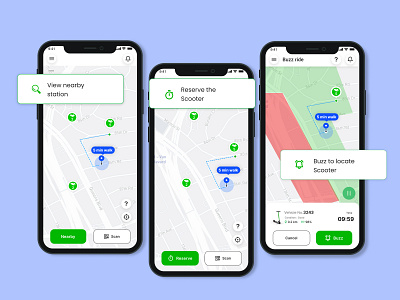 e-scooter rental application app design illustration ui ux