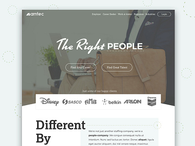 Amtec Staffing Homepage agency hiring home page homepage staffing ui web web design