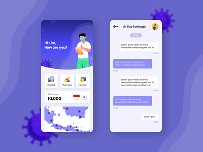 Covid 19 Care UI Exploration chat covid covid 19 covid19 doctor healthcare homepage illustration medical mobile app product design uidesign uiux