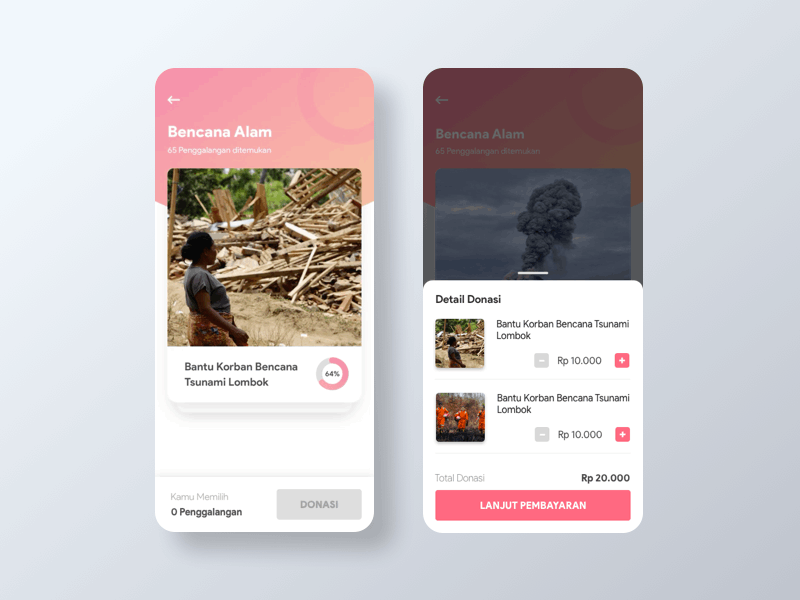 Donating Easier with Only Swipe Left/Right app crowdfunding fundraising mobile app mobile apps product design uidesign uiux ux uxdesign
