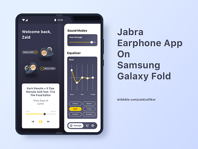 Jabra Earphone App On Samsung Galaxy Fold galaxy fold jabra mobile app mobile apps product design samsung uidesign uxdesign