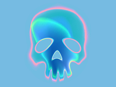 Iridescent skull art chrome digitalart gradient illustration iridescent neon skull