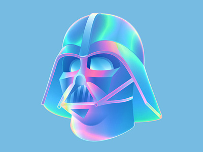 Darth Vader Helmet chromatic chrome darth vader futuristic helmet illustration iridescent motion graphics neon star wars