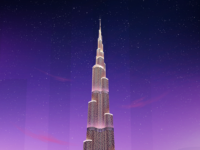 Burj Khalifa - Dubai, UAE architecture art digitalart futuristic glow gradient illustration lights neon night vector