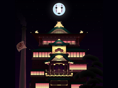 Spirited Away anime art digitalart gradient hayaomiyazaki illustration spiritedaway vector vectorart