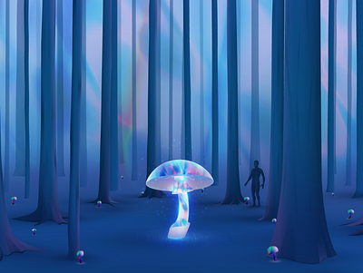 Toxic Jungle art digitalart futuristic glow gradient illustration jungle lights neon vector wandering