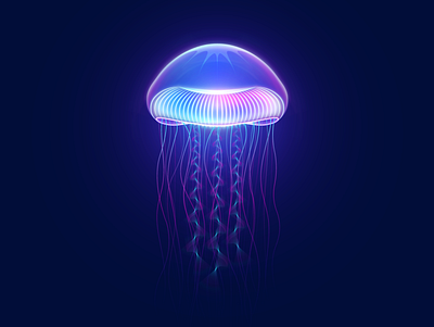 Queen Jellyfish art digitalart glow gradient illustration illustrator jellyfish neon particles vector vectorart