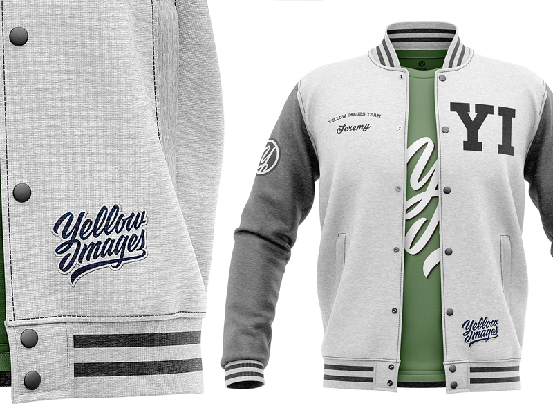 Download Heather Varsity Jacket Mockup By Cg Tailor On Dribbble PSD Mockup Templates