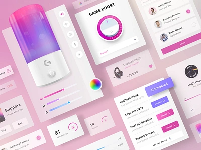 Smart System Manager UI Kit 3d art application cards ui chart clean ui colorful components dashboad diagram elements grid layout infographic layout design logitech macos managment ui design ui kit user interface ux design