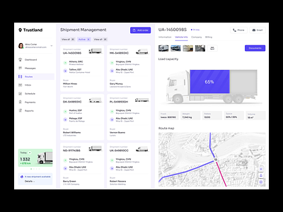 Trustland - Logistic Management App cargo dashboard delivery logistic management ship shipment supply tracking transportation truck uiux