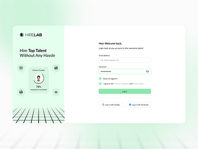 Hirelab - Hiring App - Login Page