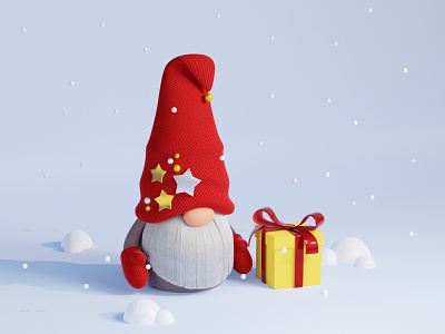 Happy New Year! 3d 3ddesign art blender box card celebration character christmas congratulation gift gnome holiday illustration new year present render scandinavian snow winter