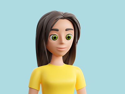 3D cartoon character 3d 3d art avatar beauty blender cartoon character cycles design eyes face female girl head human illustration metaverse person render woman
