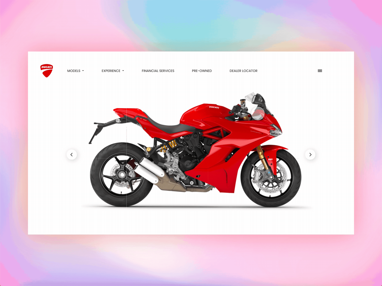 Ducati website concept adobe aftereffects adobexd animated gif concept design interaction design uidesign userinterface uxdesign uxinspiration uxui visual design web application web redesign