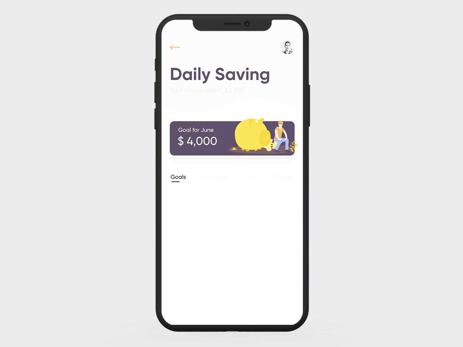 Daily Savings App app app design balance banking budget dashboard dashboard ui goals ios mobile mobile app design mobile design mockup product design prototype save money savings spending ui ux