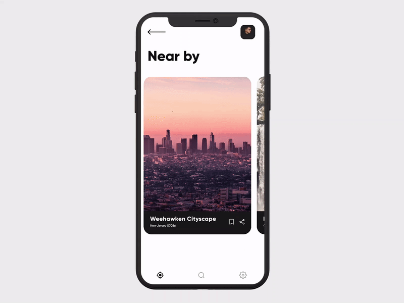 Find Places Near By animation app app dashboard app design clean dashboad dashboard ui find place ios map maps minimal mobile design mobile device mockup places product design prototype ui