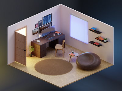 3D Isometric Workspace Concept blender blender3d blendercycles concept cycles design idea illusration isometric room space workspace