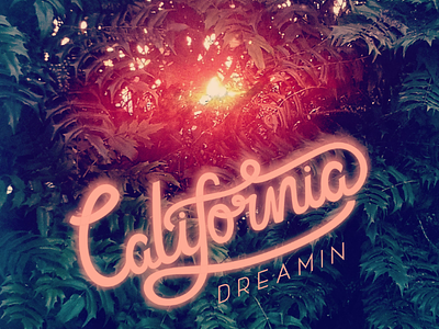 California Dreamin' graphic design hand drawn lettering neon sunset type typography vector