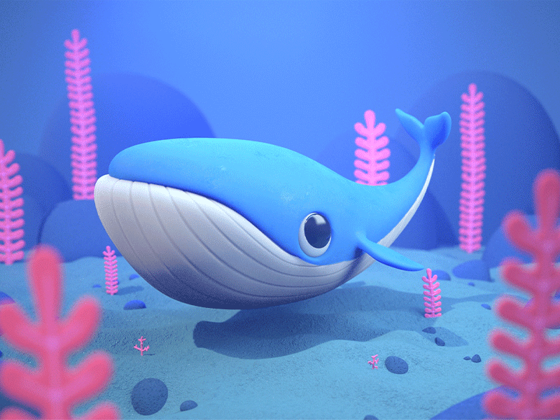 Uvee the Whale 3d character animation c4d character character design character designer character designs cinema 4d eyedesyn gif mograph motion graphics