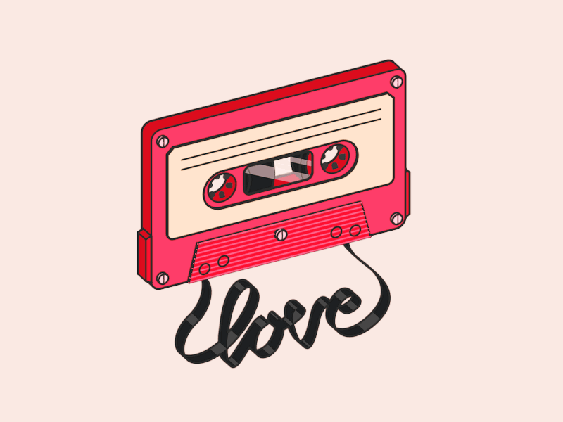 Music is Love V2 c4d cassette cassette tape cinema 4d eyedesyn line art motion graphics sketch and toon tape